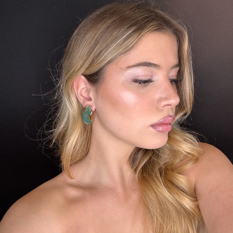 Palestro Milano Orecchini Bottoni a mandorla perlati