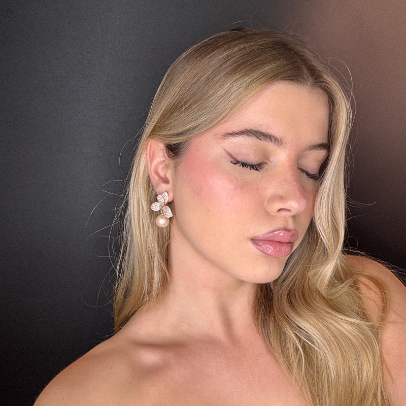 Palestro Milano Orecchini Bucaneve di pavè con perla - perla pendente edition