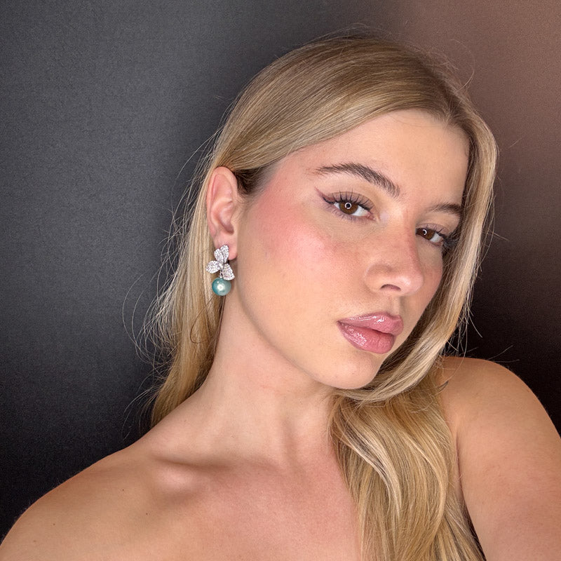 Palestro Milano Orecchini Bucaneve di pavè con perla - perla pendente edition