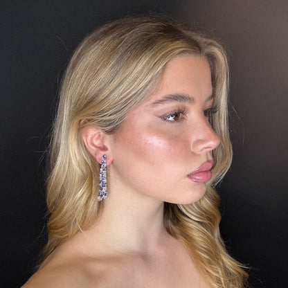 Palestro Milano Orecchini Cascata di cuoricini silver/blu