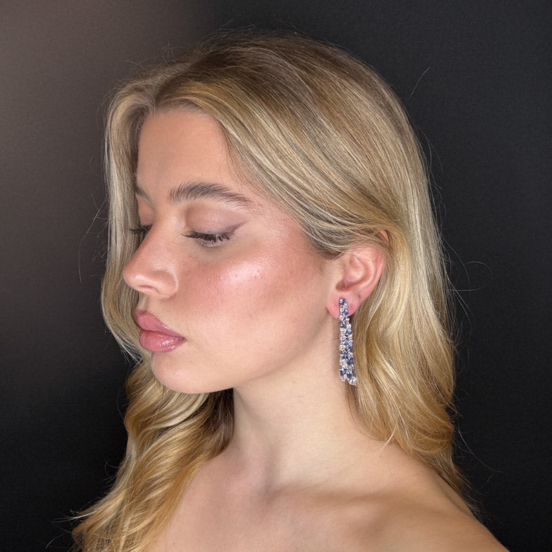 Palestro Milano Orecchini Cascata di cuoricini silver/blu