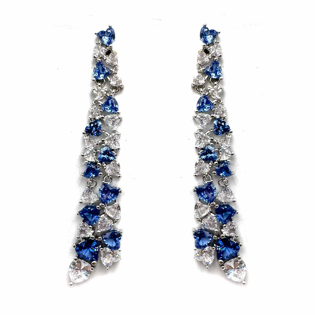 Palestro Milano Orecchini Cascata di cuoricini silver/blu