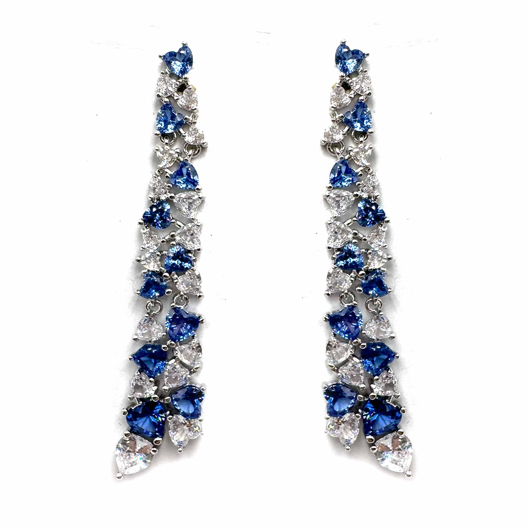 Palestro Milano Orecchini Cascata di cuoricini silver/blu