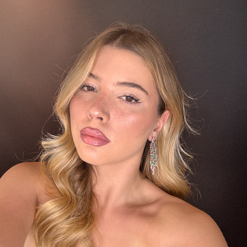 Palestro Milano Orecchini Cascata di pietre e foglioline preziose