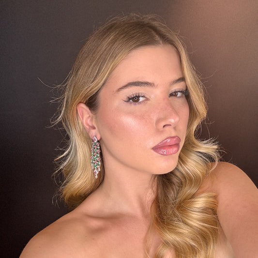 Palestro Milano Orecchini Cascata di pietre e foglioline preziose