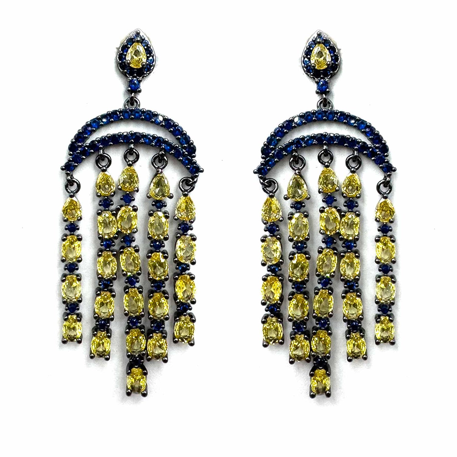 Palestro Milano Orecchini Cascata di pietre giallo/blu
