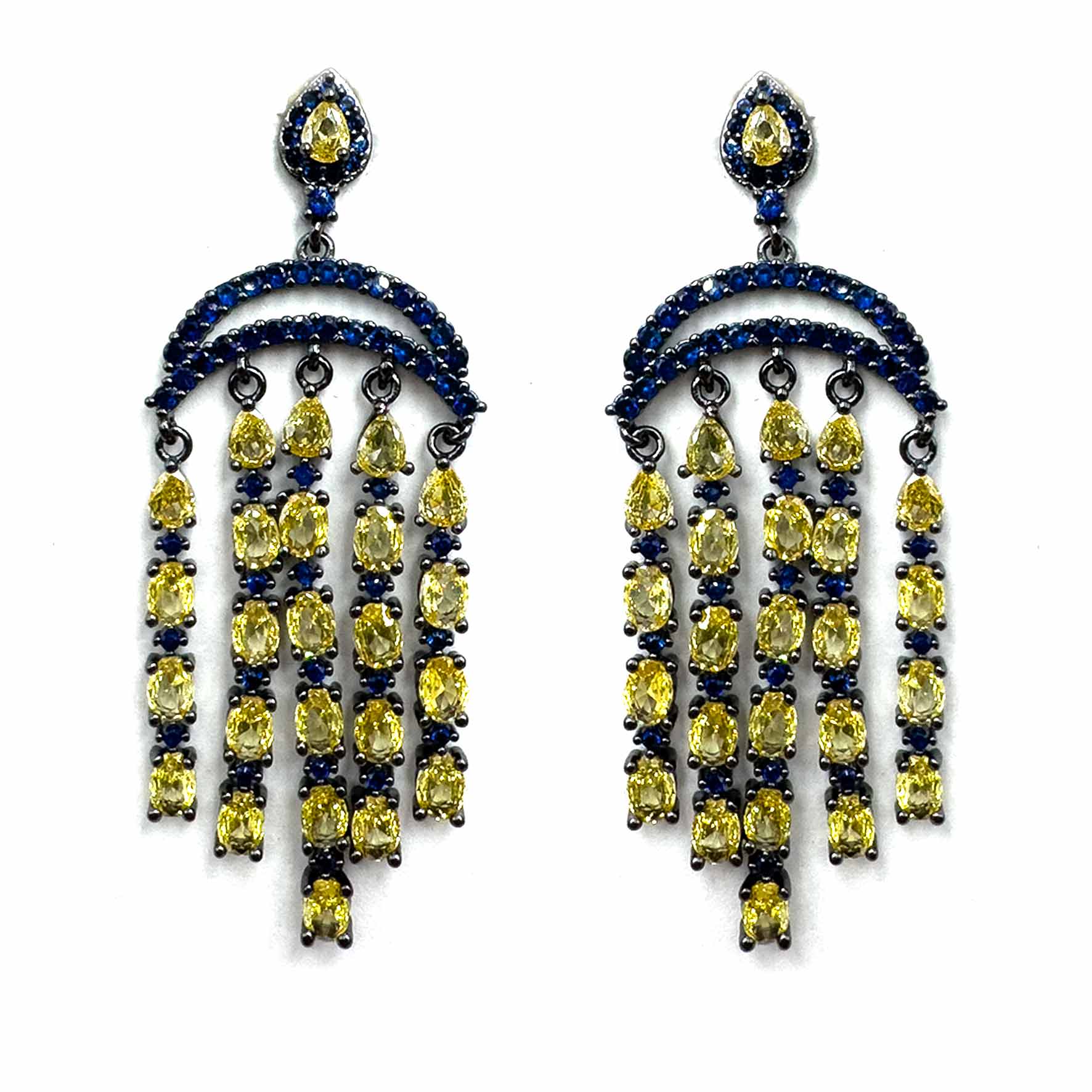 Palestro Milano Orecchini Cascata di pietre giallo/blu