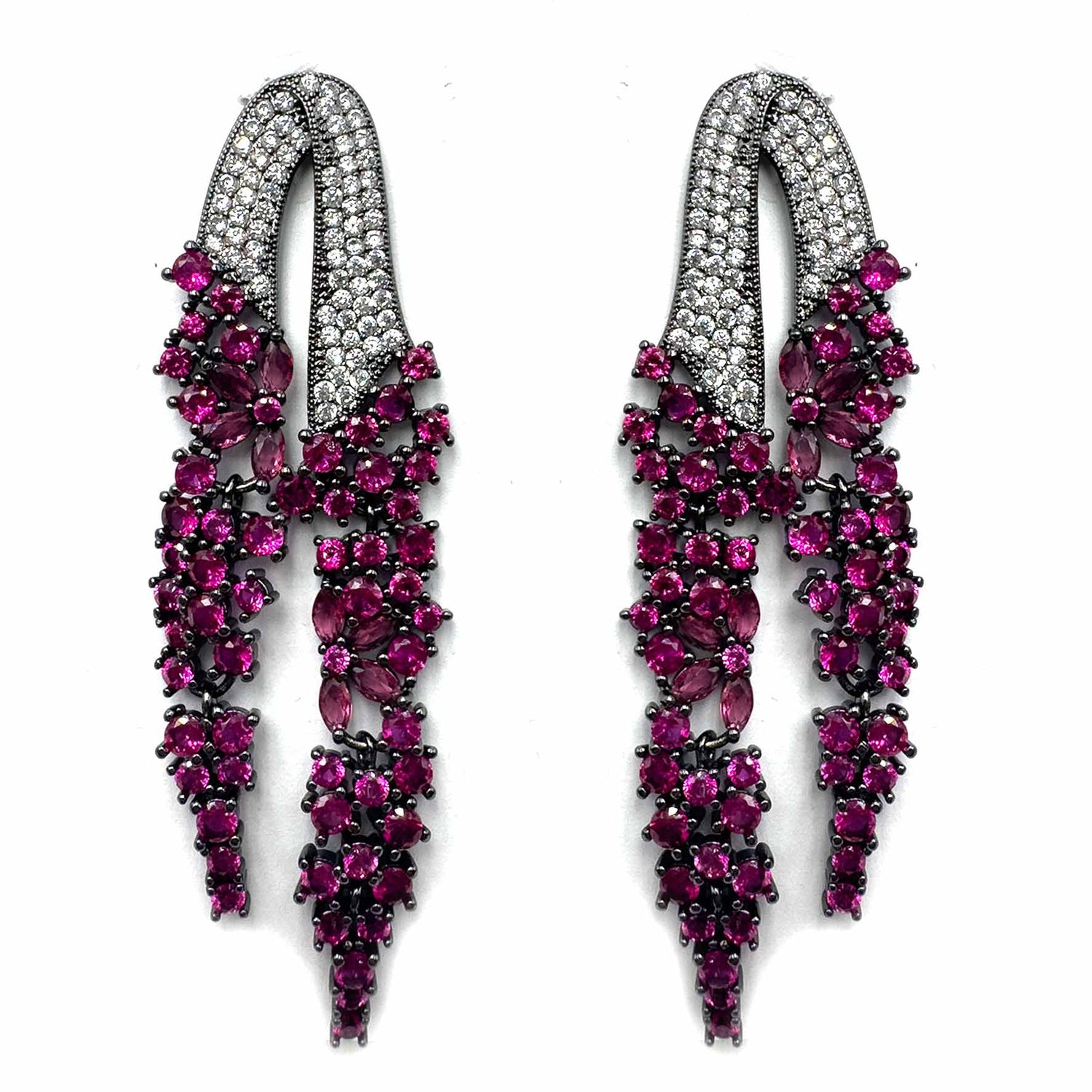 Palestro Milano Orecchini Cascata fucsia di pavè