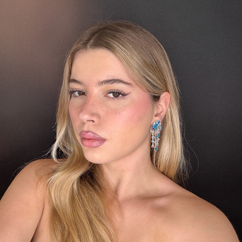 Palestro Milano Orecchini Cascata geometrica di cristalli