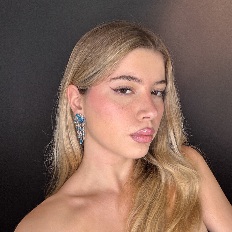 Palestro Milano Orecchini Cascata geometrica di cristalli