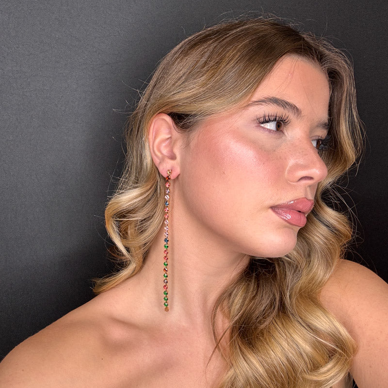 Palestro Milano Orecchini Catena di Pietre Brillanti