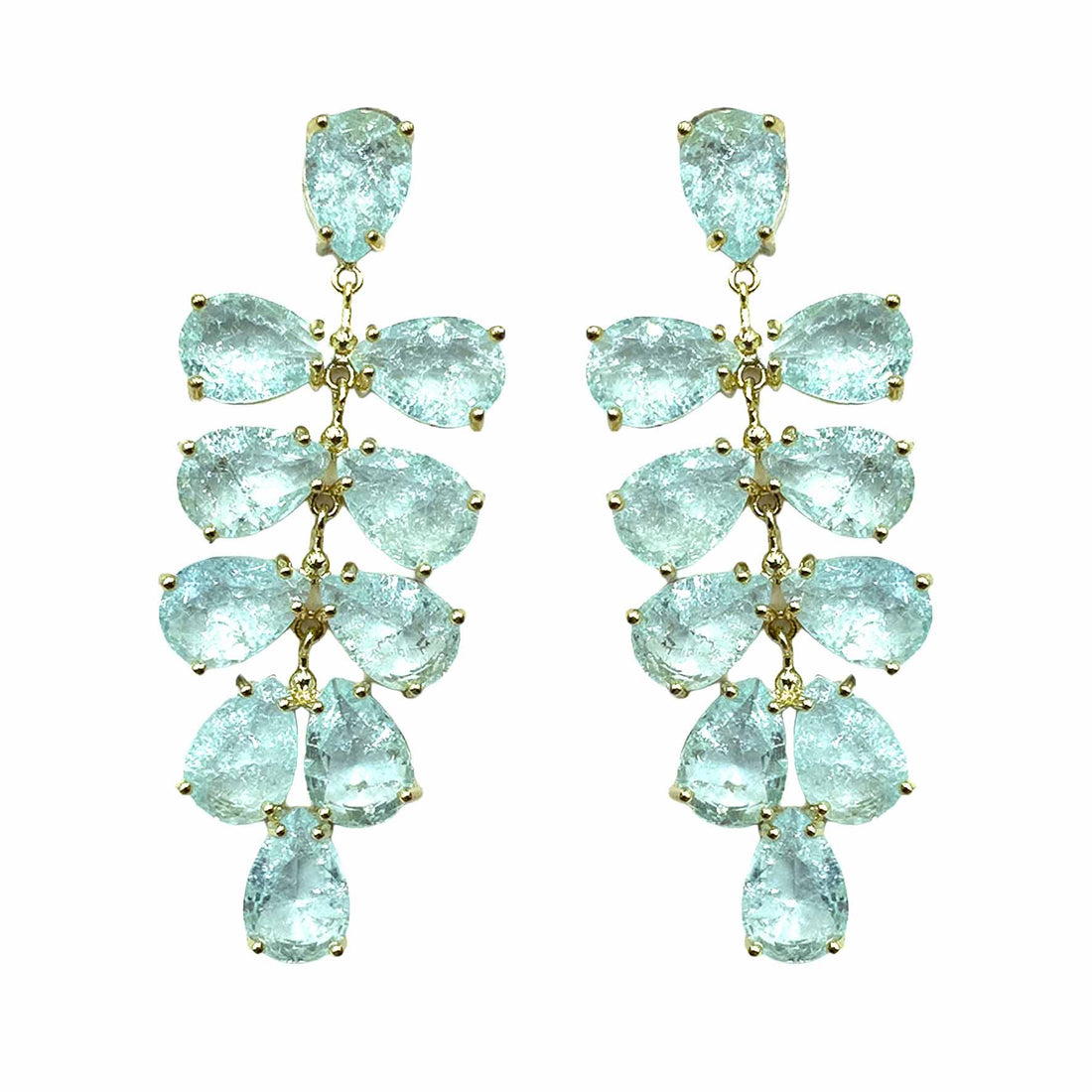 Palestro Milano Orecchini Celeste Cascata di Petali Cristallo