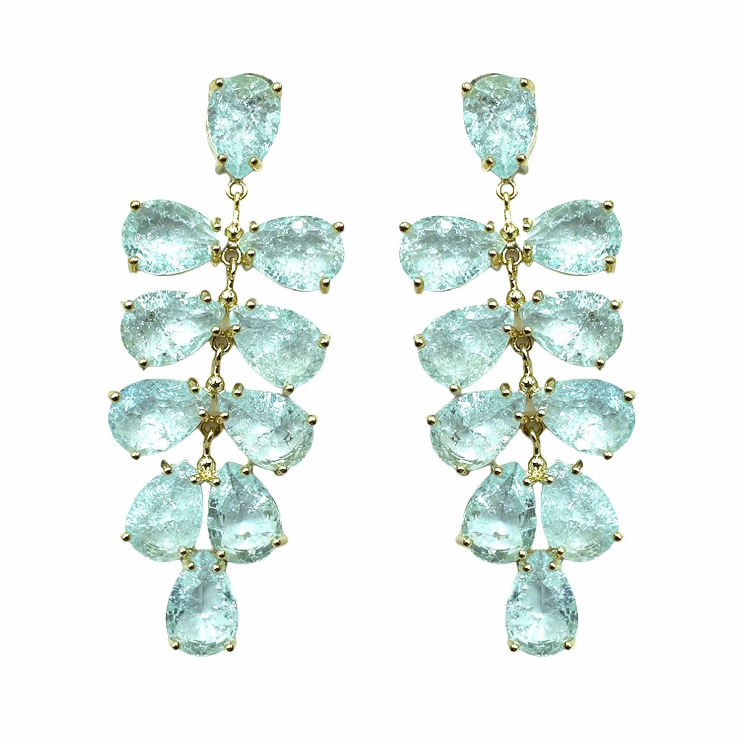 Palestro Milano Orecchini Celeste Cascata di Petali Cristallo