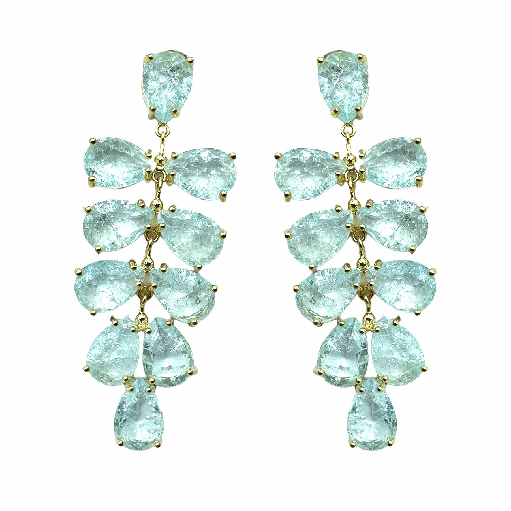 Palestro Milano Orecchini Celeste Cascata di Petali Cristallo