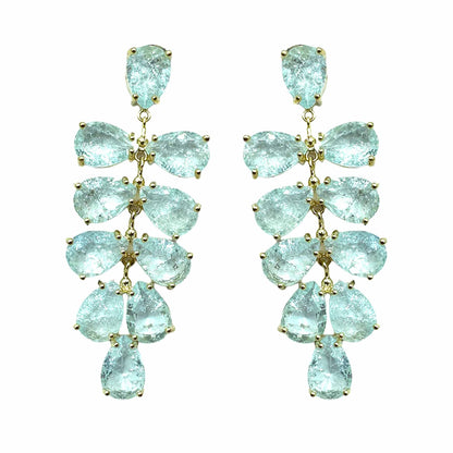 Palestro Milano Orecchini Celeste Cascata di Petali Cristallo