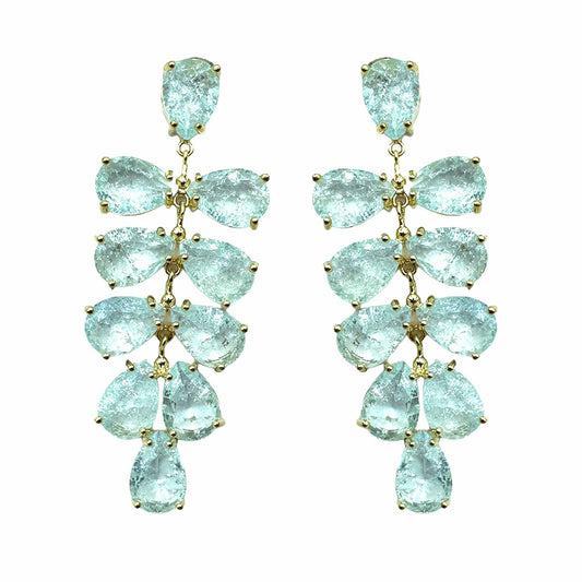 Palestro Milano Orecchini Celeste Cascata di Petali Cristallo