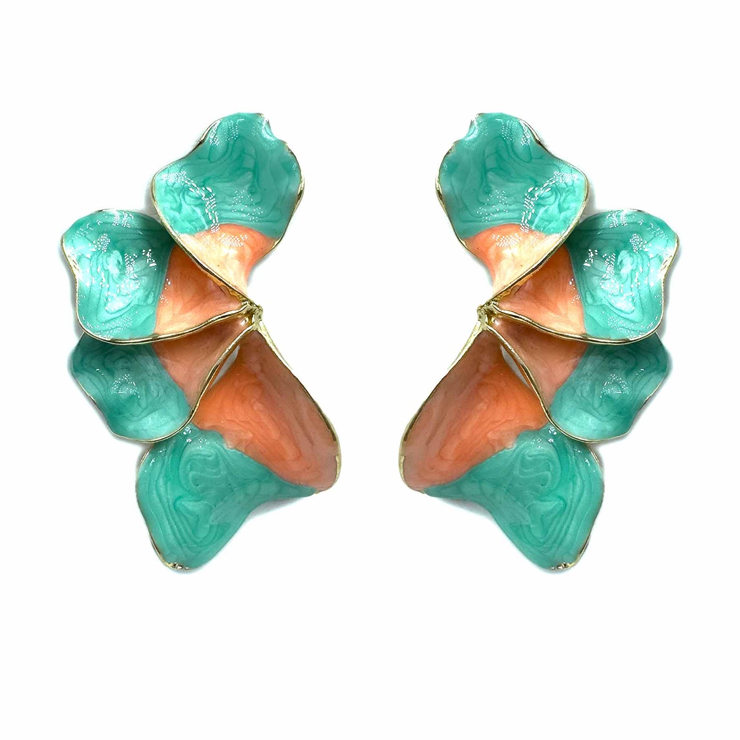 Palestro Milano Orecchini Celeste e Salmone Petali dalle Maldive