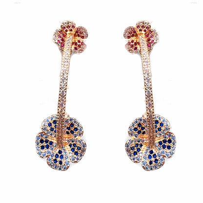 Palestro Milano Orecchini Cerchi di fiorellini azzurri/fucsia