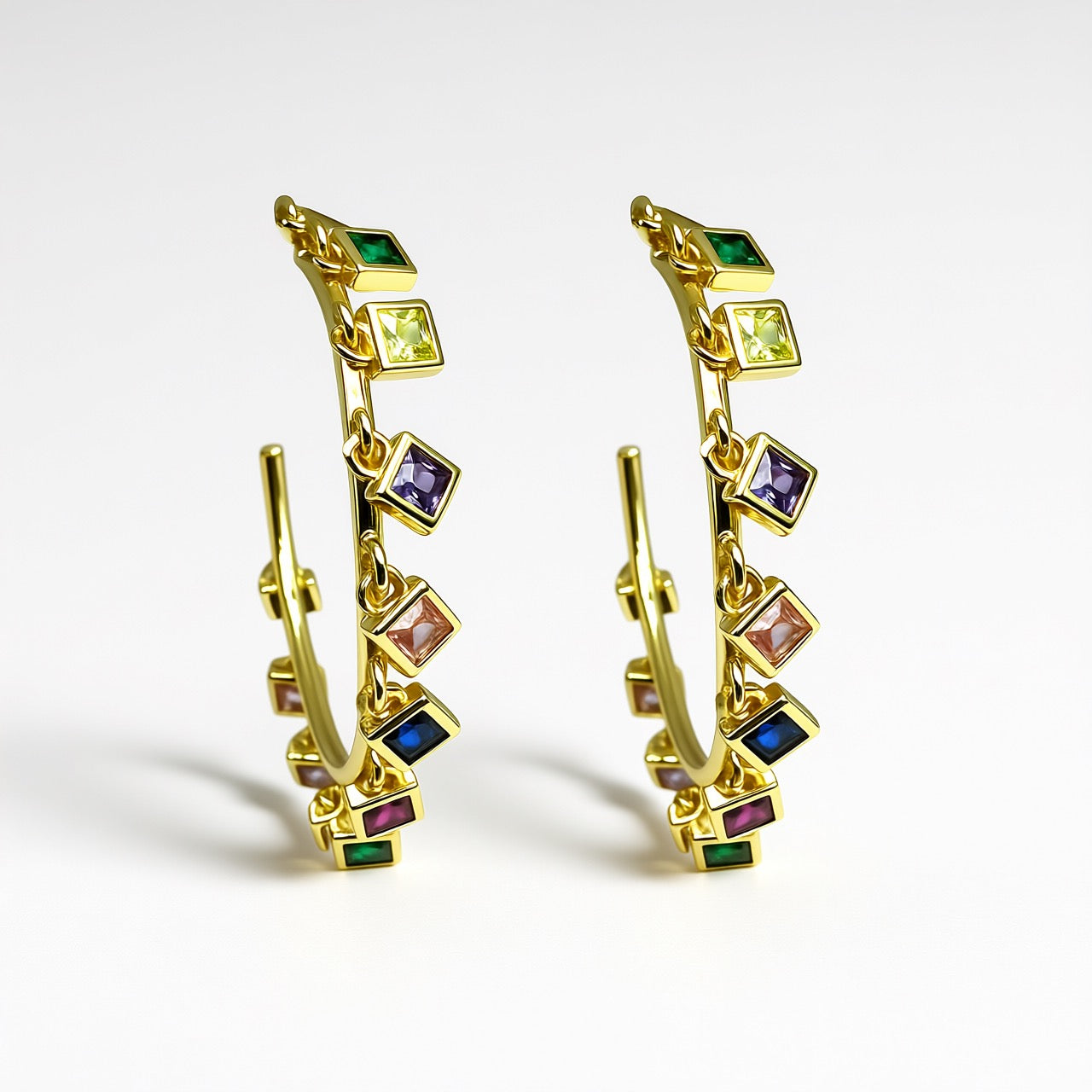 Palestro Milano Orecchini Cerchi gold con cristalli colorati