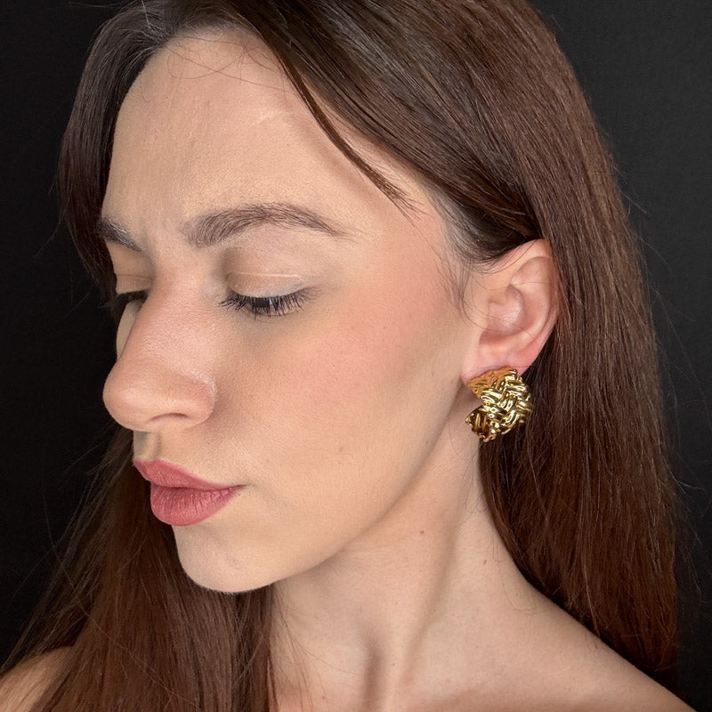 Palestro Milano Orecchini Cerchi Gold Plated Intreccio