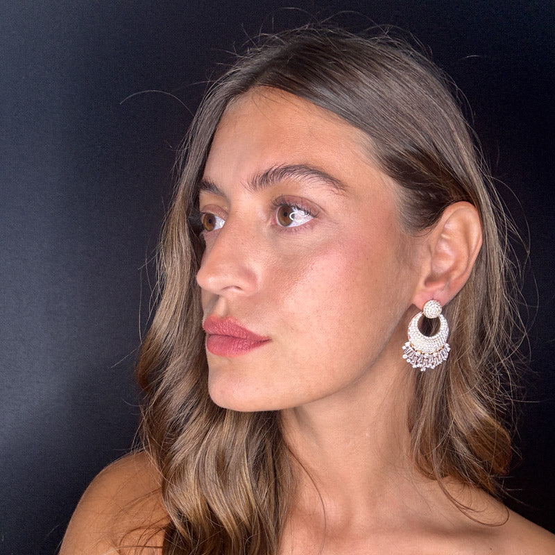 Palestro Milano Orecchini Cerchio di Pavè con Cristalli