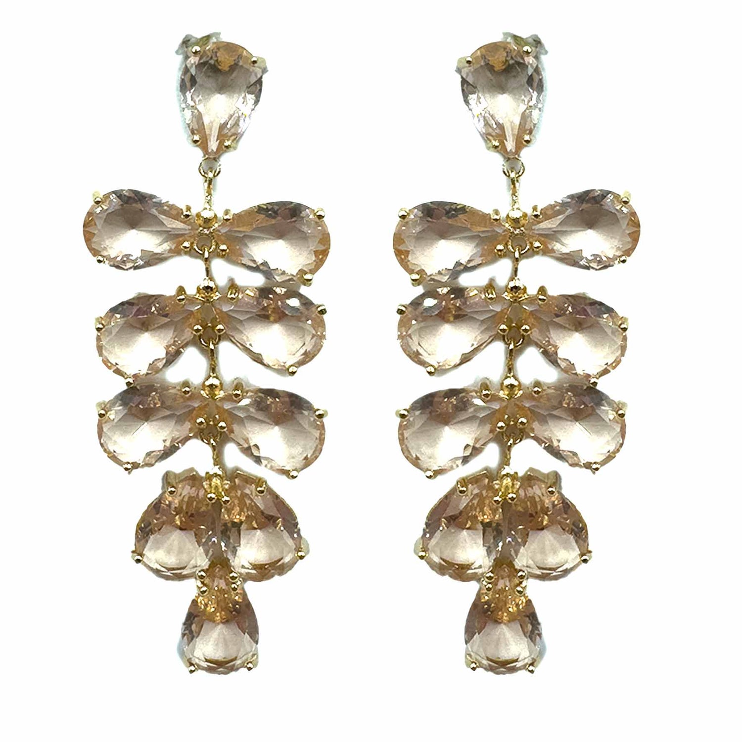 Palestro Milano Orecchini Champagne Cascata di Petali Cristallo