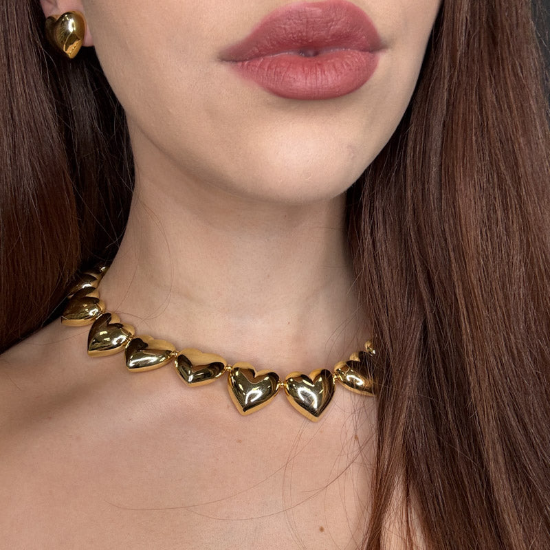 Palestro Milano Orecchini Collana cuoricini gold