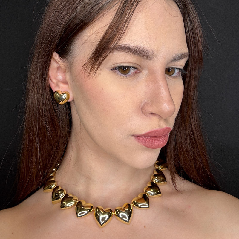 Palestro Milano Orecchini Collana cuoricini gold