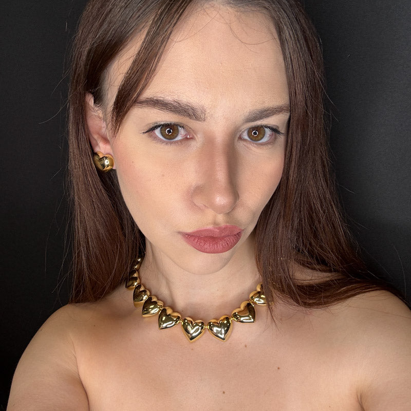 Palestro Milano Orecchini Collana cuoricini gold