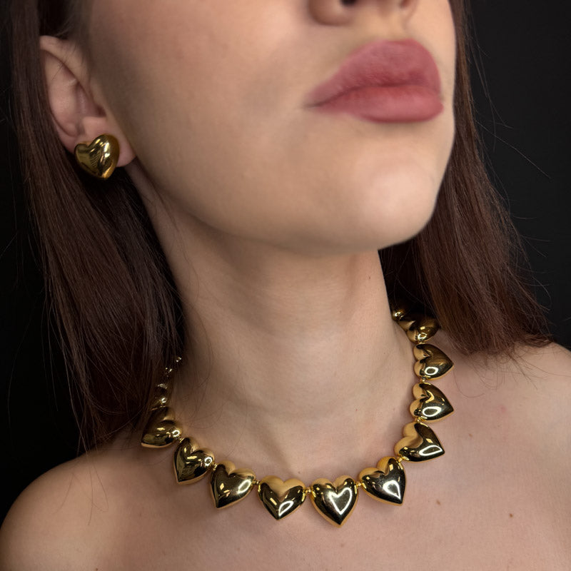 Palestro Milano Orecchini Collana cuoricini gold