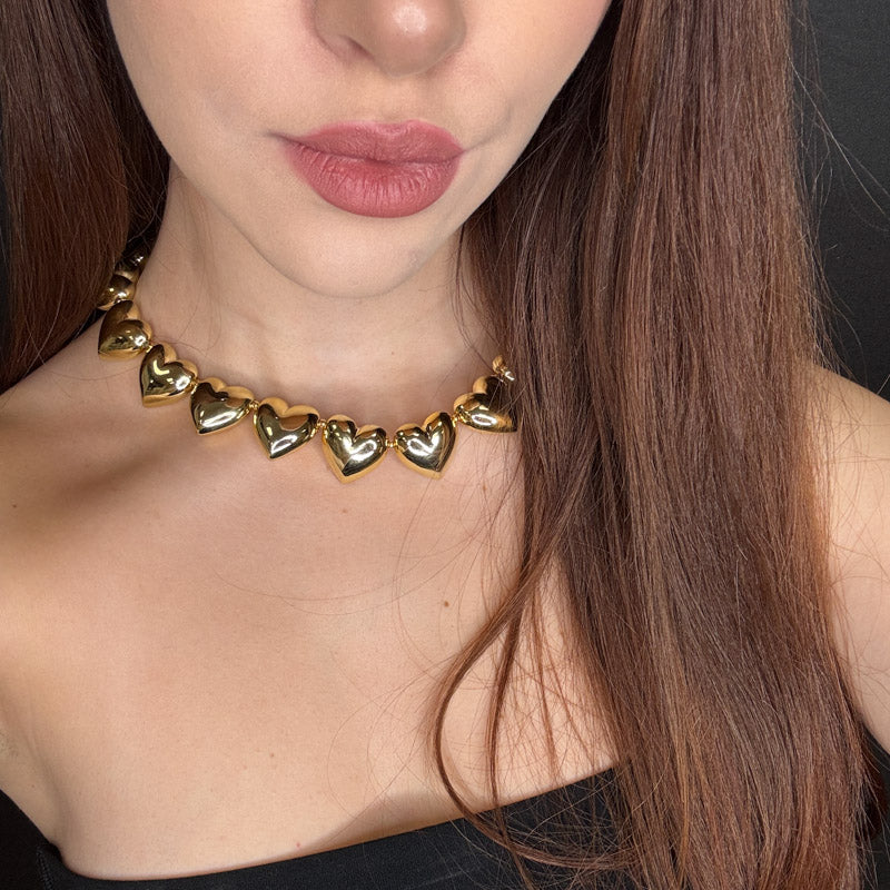 Palestro Milano Orecchini Collana cuoricini gold