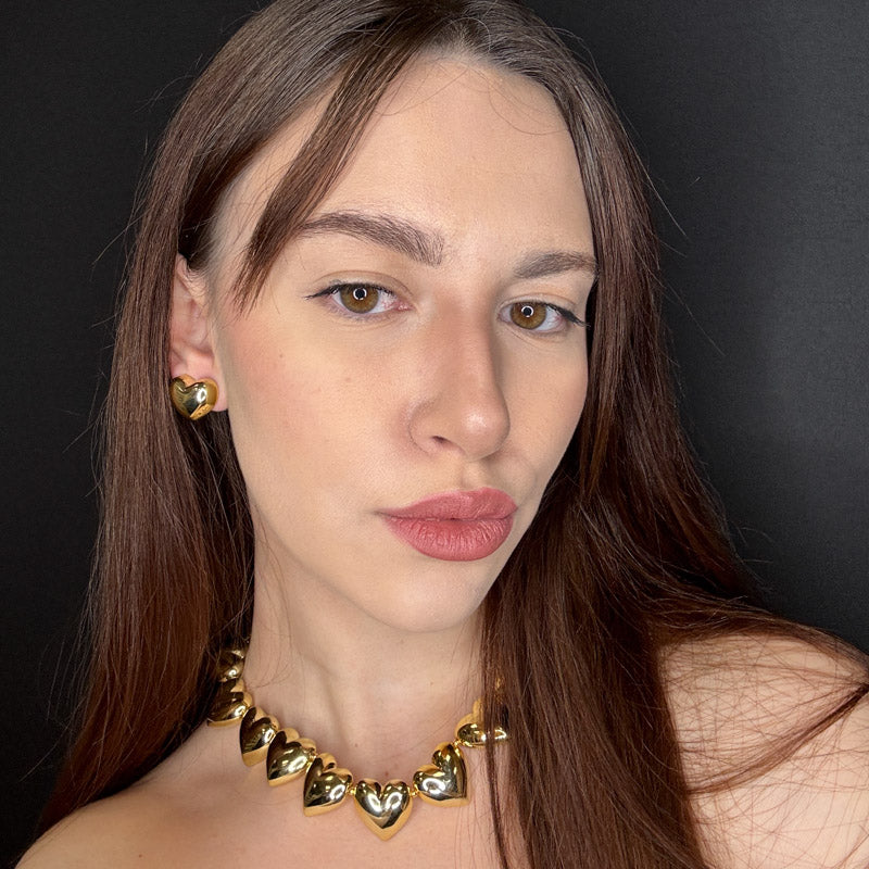 Palestro Milano Orecchini Collana cuoricini gold
