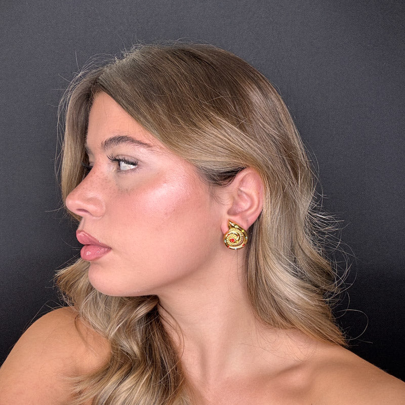 Palestro Milano Orecchini Conchiglie Gold con Zirconi