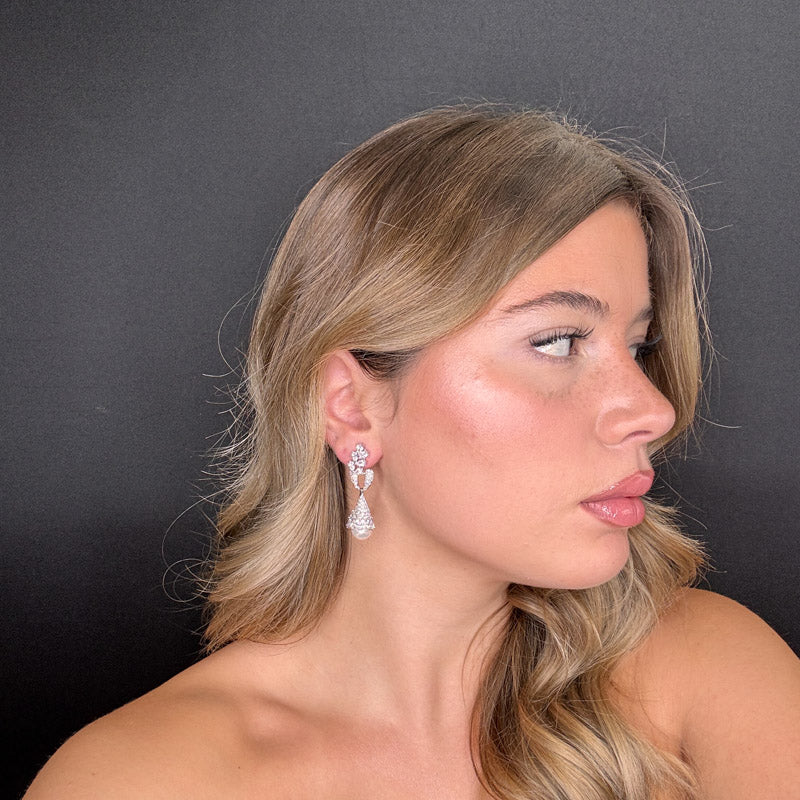 Palestro Milano Orecchini Cono di Pavè con Perla