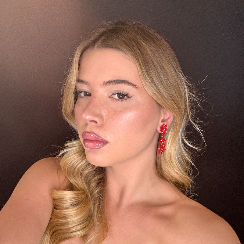 Palestro Milano Orecchini Corallo Red con Perline
