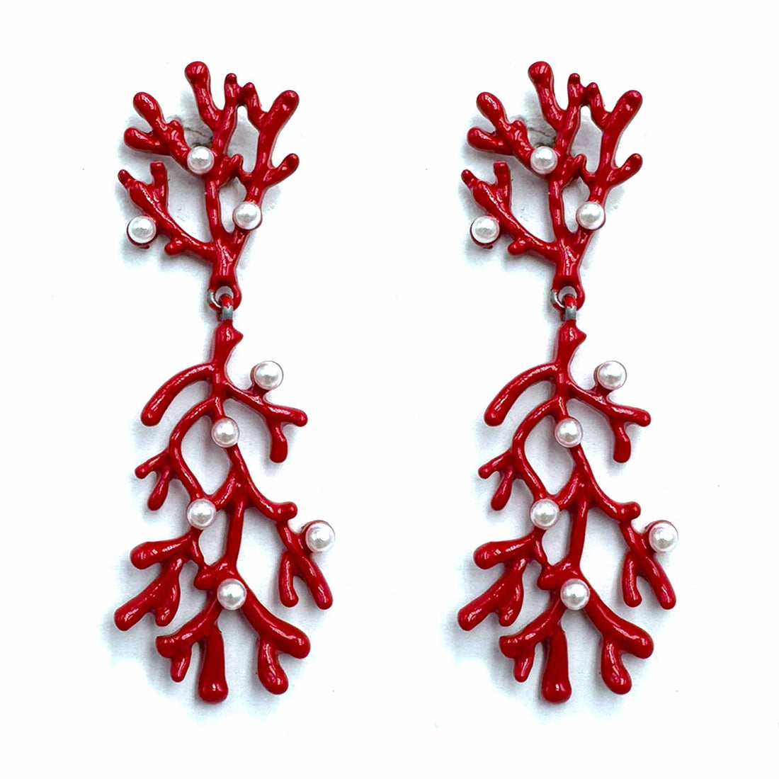 Palestro Milano Orecchini Corallo Red con Perline
