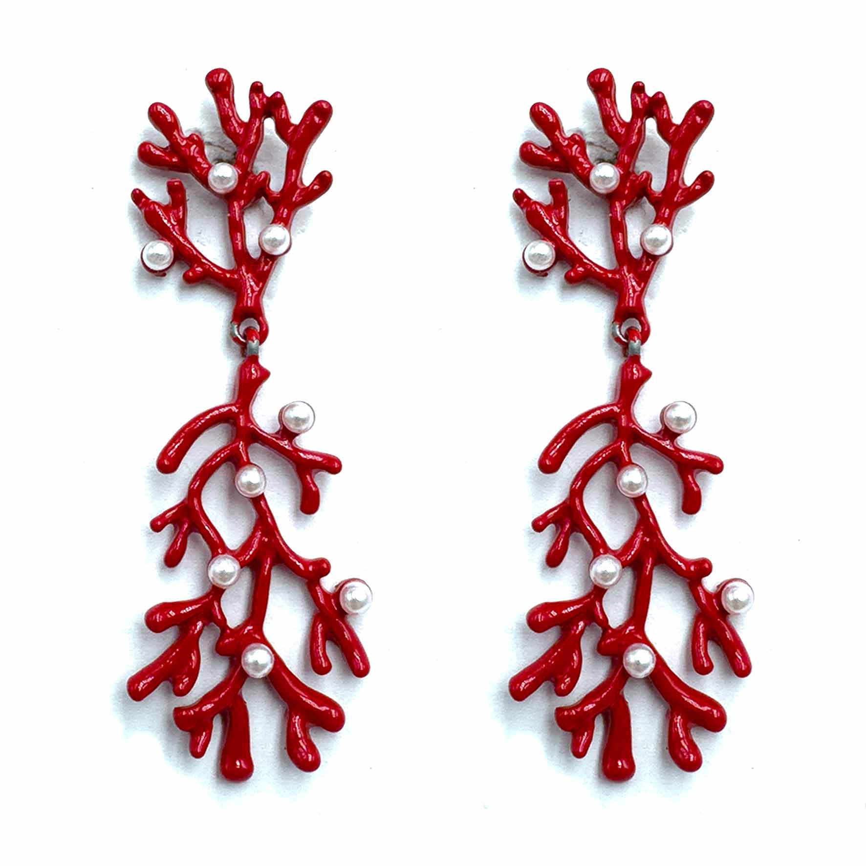 Palestro Milano Orecchini Corallo Red con Perline