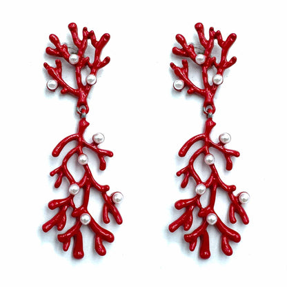 Palestro Milano Orecchini Corallo Red con Perline