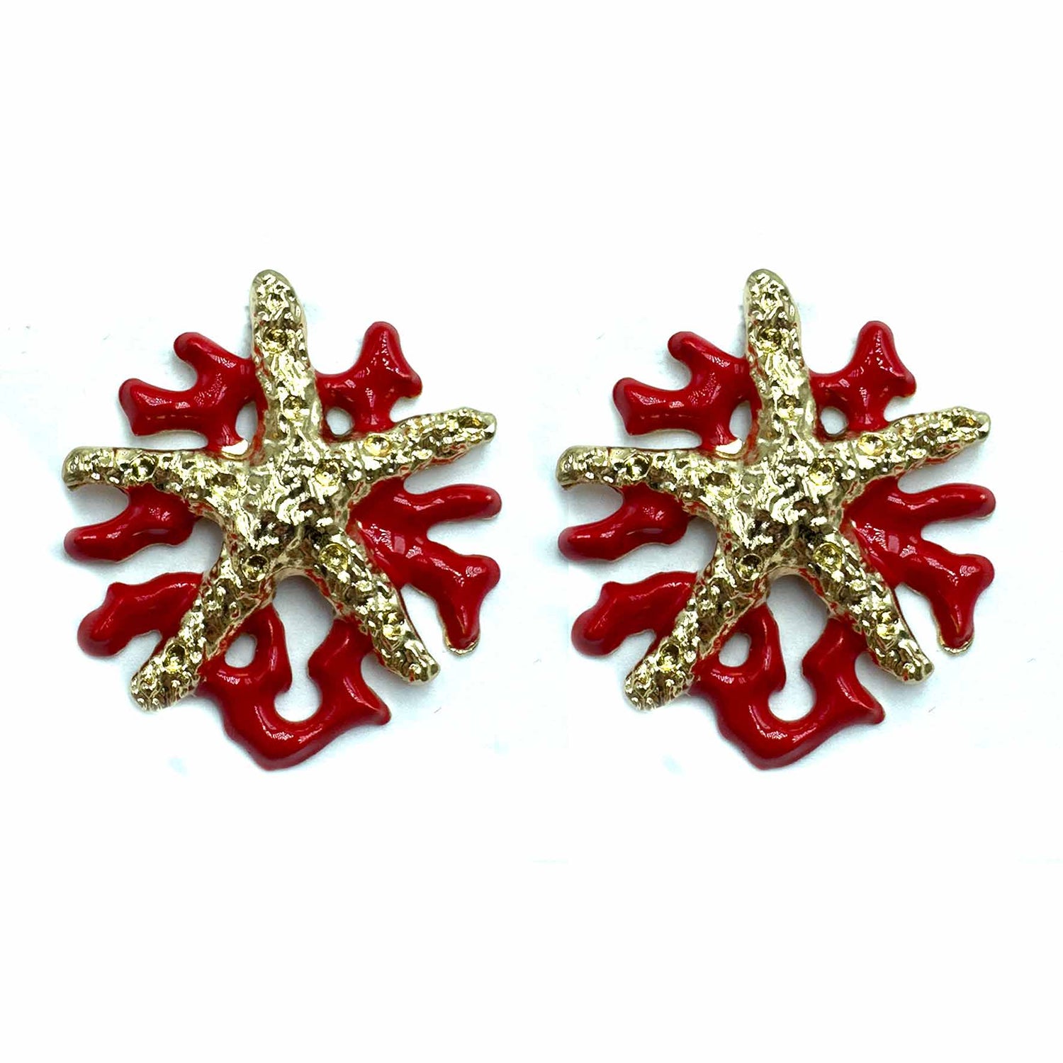 Palestro Milano Orecchini Corallo rosso con Stella marina