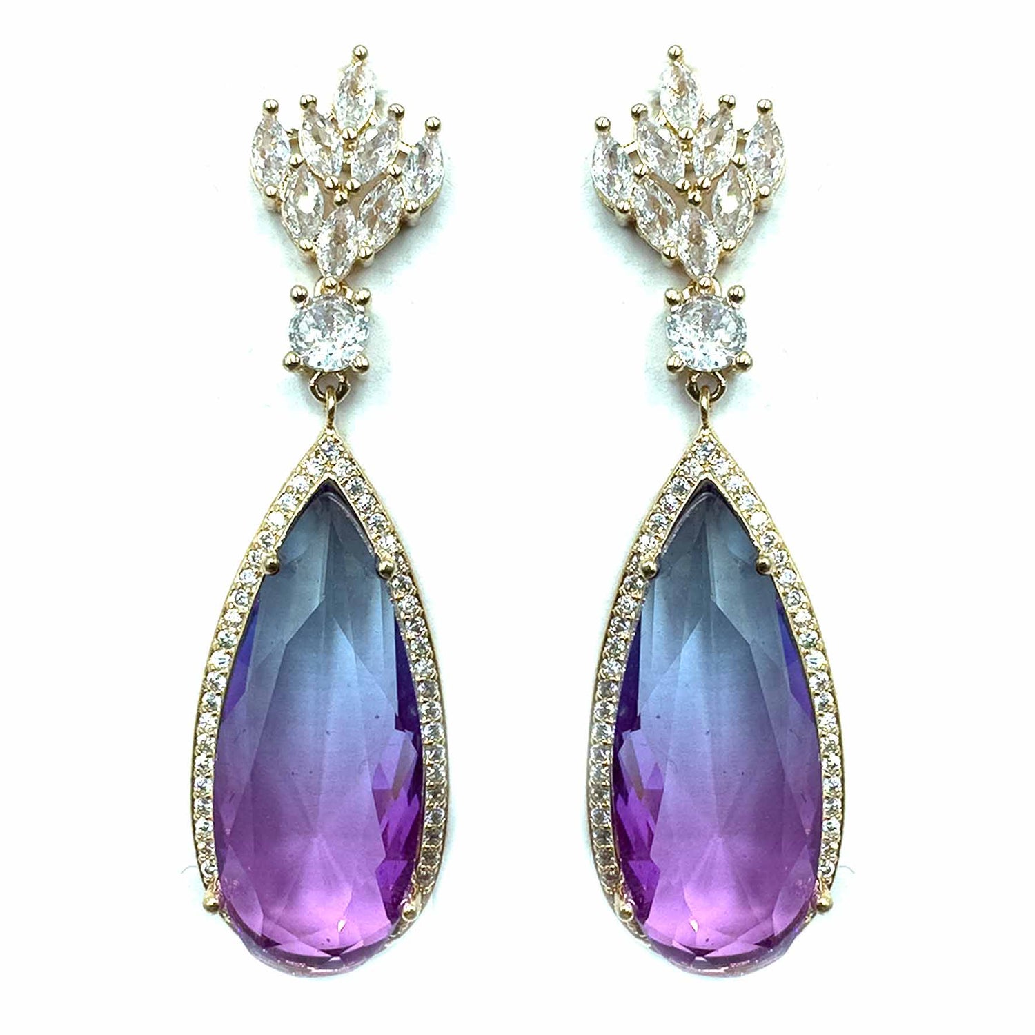 Palestro Milano Orecchini Cristalli con goccia sfumata lillac