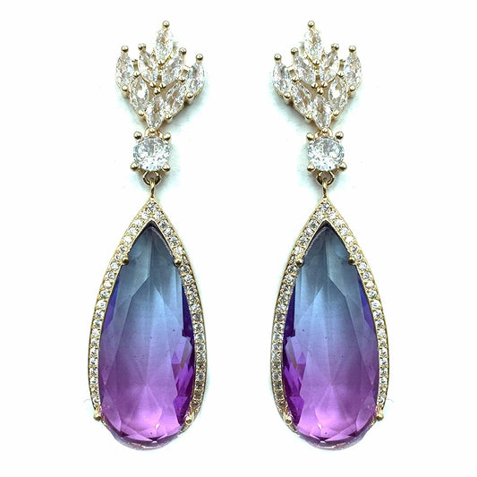 Palestro Milano Orecchini Cristalli con goccia sfumata lillac