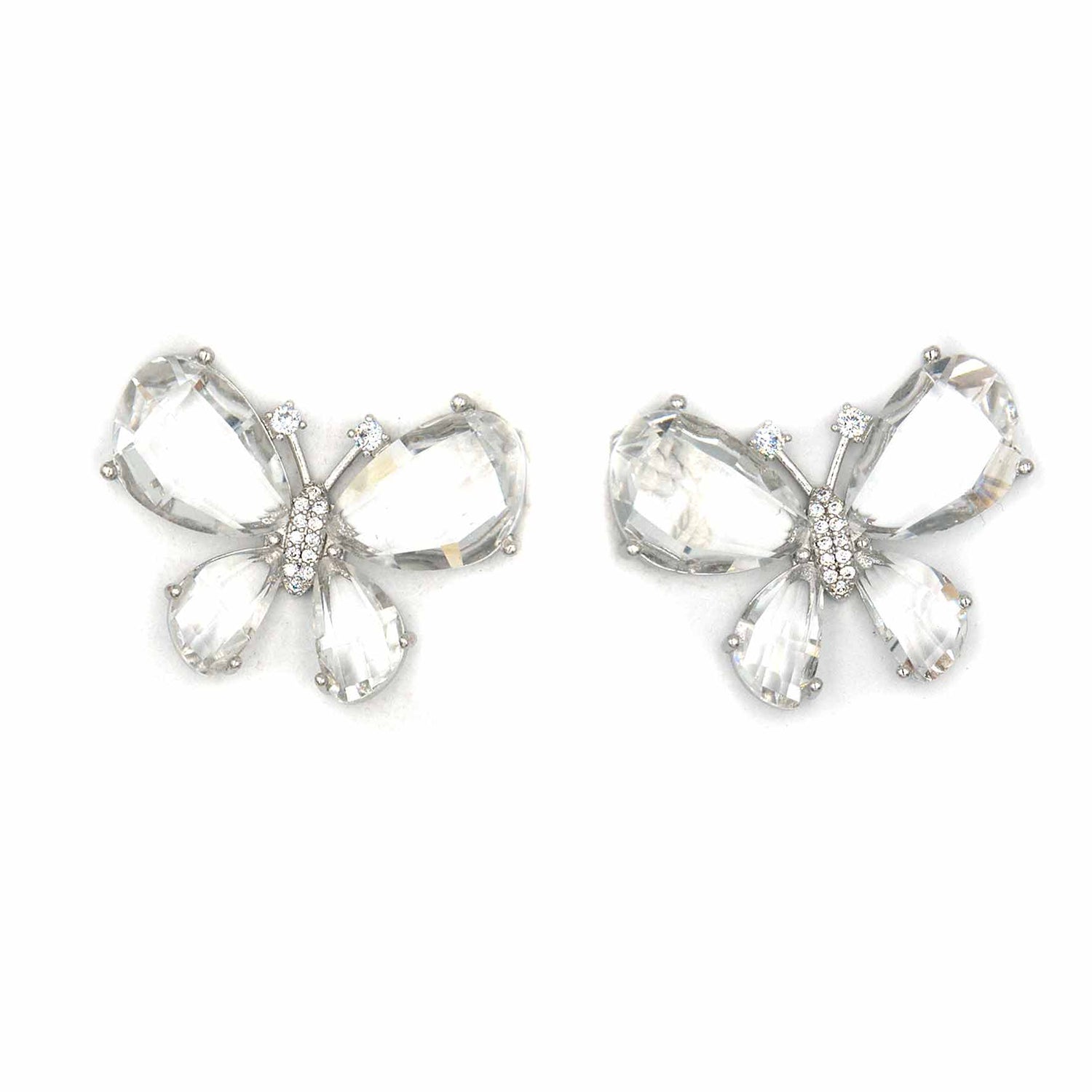 Palestro Milano Orecchini Cristallo base silver Farfalle di Cristallo