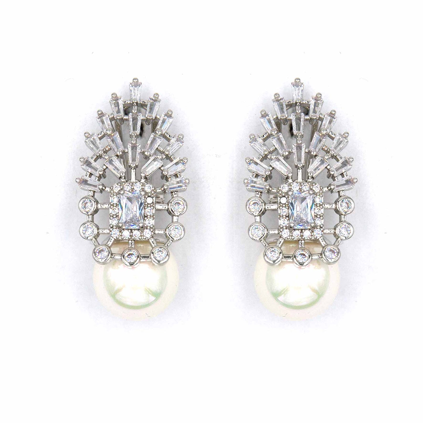 Palestro Milano Orecchini Cristallo Trionfo di zirconi con perla