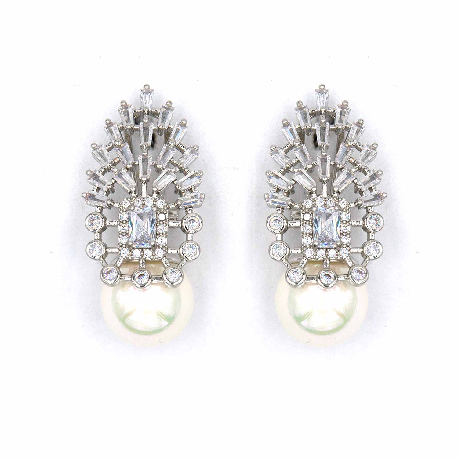 Palestro Milano Orecchini Cristallo Trionfo di zirconi con perla