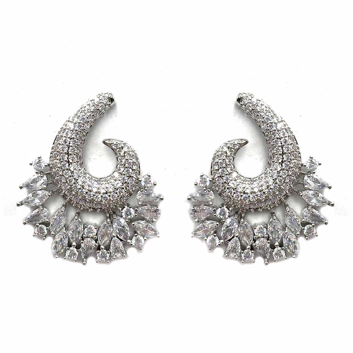 Palestro Milano Orecchini Cristallo Virgola di pavè con cristalli