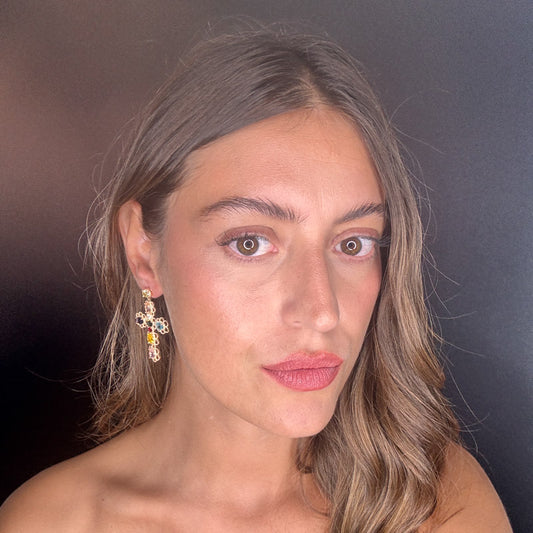 Palestro Milano Orecchini Croci di Cristalli Multicolor