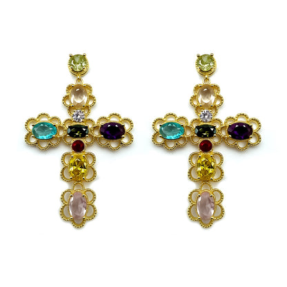 Palestro Milano Orecchini Croci di Cristalli Multicolor
