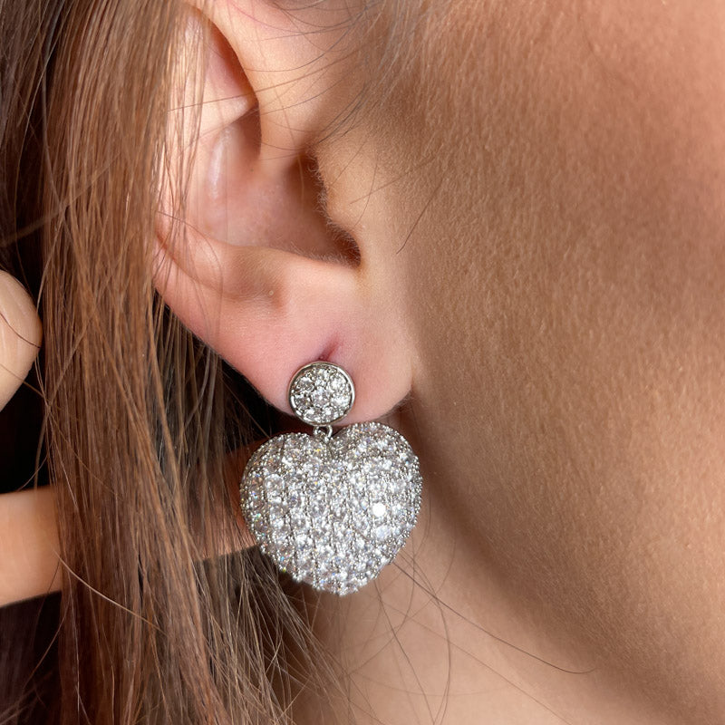 Palestro Milano Orecchini Cuoricino pavè