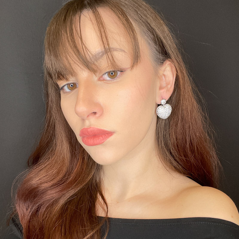 Palestro Milano Orecchini Cuoricino pavè