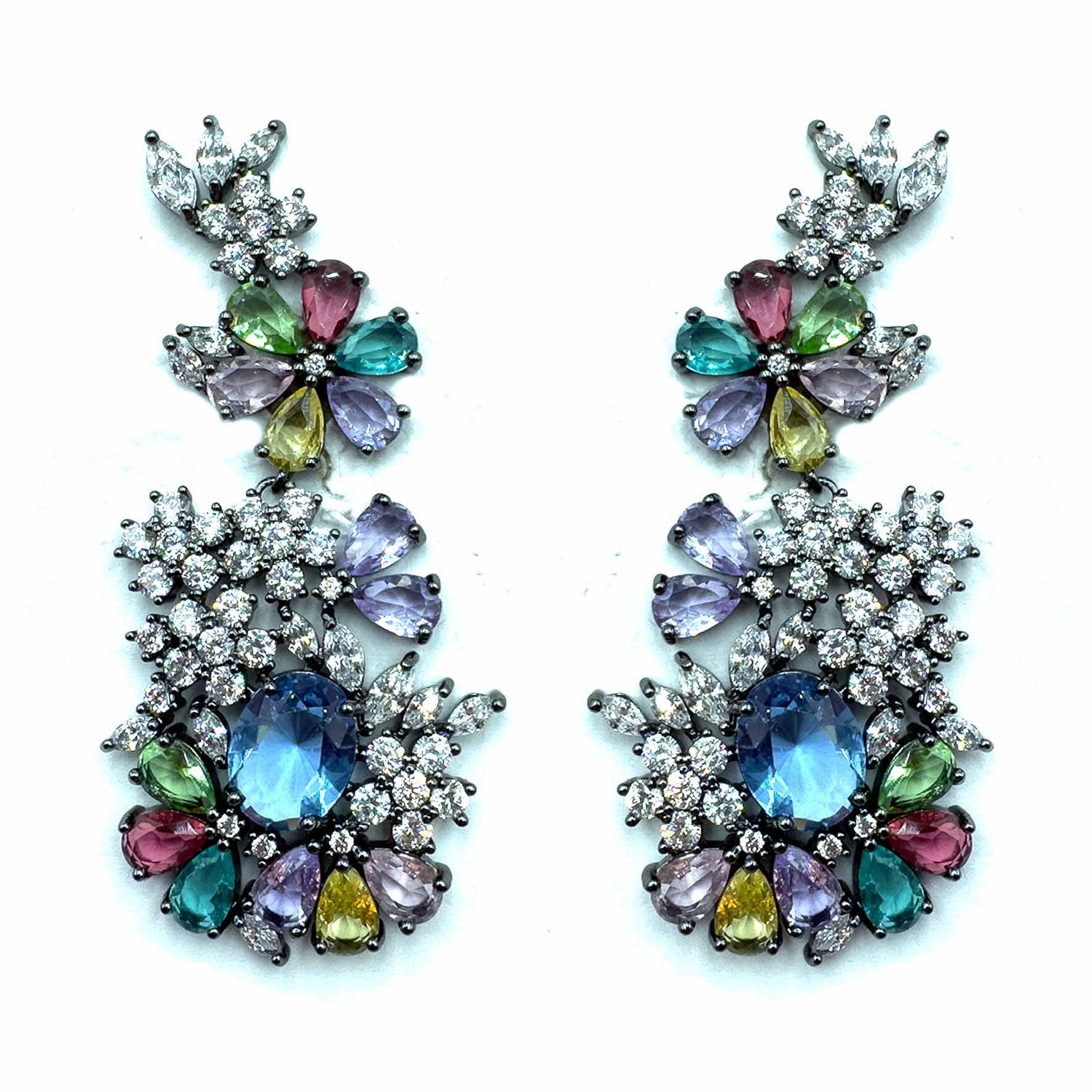 Palestro Milano Orecchini Dark - Blu Violet Trionfo di Fiori - new version